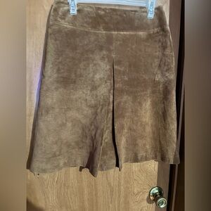INC International Concepts Brown Suede Skirt Size 8 100% Leather
